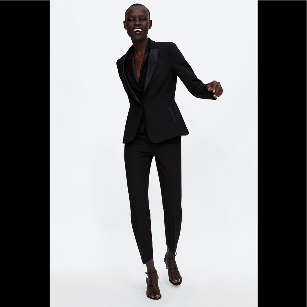 ZARA Knitwear Collection Black Tuxedo Pants